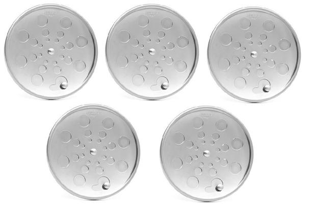 Kit 5 Grelhas Ralos Redondas 100 mm com Fechamento em Inox Dacunha Menor preço em Kit 5 Grelhas Ralos Redondas 100 mm com Fechamento em Inox Dacunha