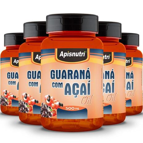 Kit 5 Guaraná com Açaí 500mg Oil Apisnutri 60 Cápsulas Menor preço em Kit 5 Guaraná com Açaí 500mg Oil Apisnutri 60 Cápsulas