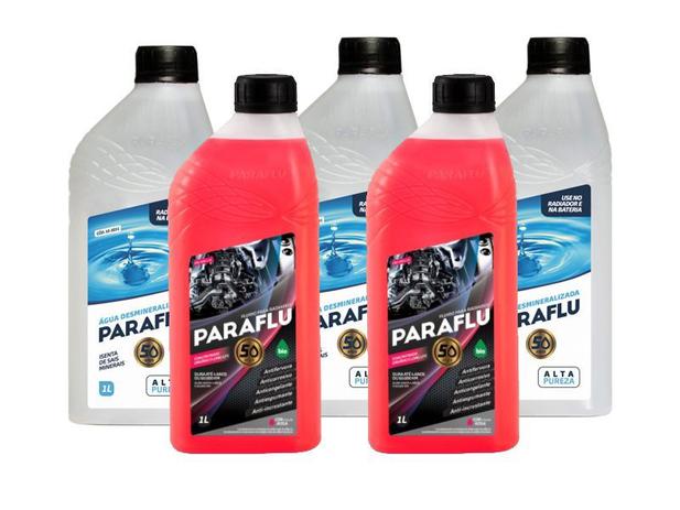Kit 5 litros aditivo para radiador + agua desmineralizada 10-3001paraflu Menor preço em Kit 5 litros aditivo para radiador + agua desmineralizada 10-3001paraflu