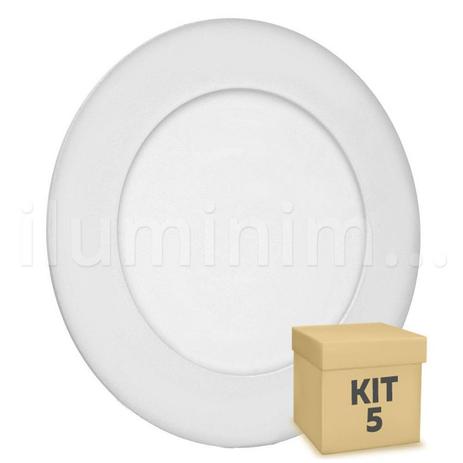 Kit 5 Luminária Plafon 6w LED Embutir Branco Quente - Iluminim led Menor preço em Kit 5 Luminária Plafon 6w LED Embutir Branco Quente - Iluminim led
