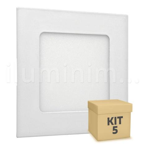 Kit 5 Luminária Plafon LED 6w Embutir Branco Frio - Iluminim led Menor preço em Kit 5 Luminária Plafon LED 6w Embutir Branco Frio - Iluminim led