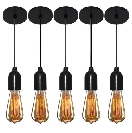 Kit/5 Lustre Luminaria Retro Md-4149 Suporte Para Lampada / Não Inclusa - Vivare iluminação Menor preço em Kit/5 Lustre Luminaria Retro Md-4149 Suporte Para Lampada / Não Inclusa - Vivare iluminação