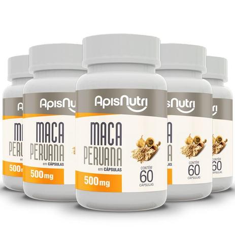 Kit 5 Maca Peruana 500mg Apisnutri 60 Cápsulas Menor preço em Kit 5 Maca Peruana 500mg Apisnutri 60 Cápsulas