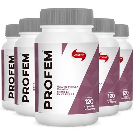 Kit 5 Óleo de Prímula Profem 500mg Vitafor 120 cápsulas Menor preço em Kit 5 Óleo de Prímula Profem 500mg Vitafor 120 cápsulas
