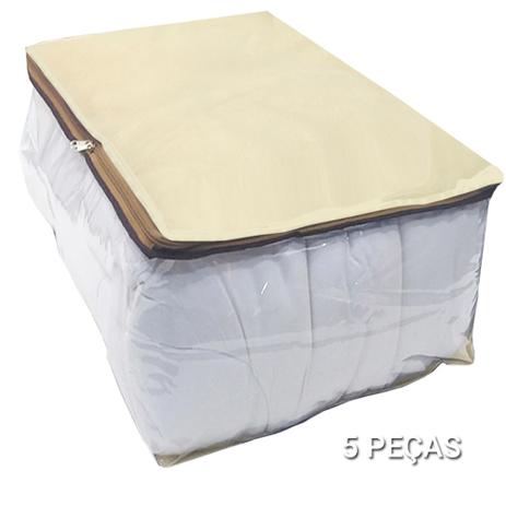 Kit 5 Organizador Closet Guarda Roupa Porta Edredom Cobertor Roupas 60x45x30cm Tnt Cor Bege - Nacional Menor preço em Kit 5 Organizador Closet Guarda Roupa Porta Edredom Cobertor Roupas 60x45x30cm Tnt Cor Bege - Nacional