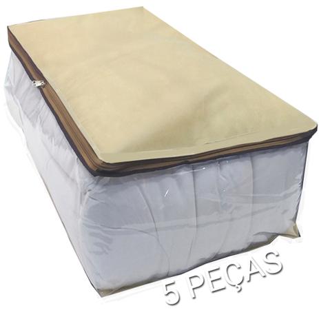 Kit 5 Organizador Multiuso Porta Edredom Toalha Cobertor Guarda Roupas 80x45x15 cm Cor Bege - Nacional Menor preço em Kit 5 Organizador Multiuso Porta Edredom Toalha Cobertor Guarda Roupas 80x45x15 cm Cor Bege - Nacional