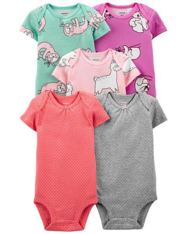Kit 5-Pack Body Lhama Manga Curta - Carters Menor preço em Kit 5-Pack Body Lhama Manga Curta - Carters