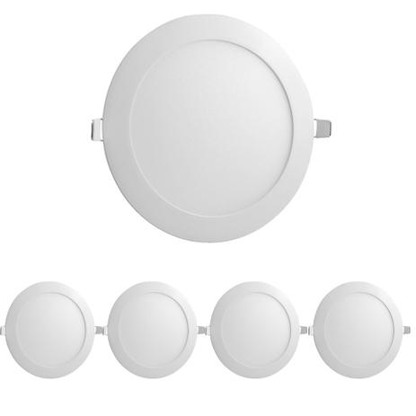 Kit 5 Painel Luminária Plafon Embutir LED Redondo 12w 6500k - Economax Menor preço em Kit 5 Painel Luminária Plafon Embutir LED Redondo 12w 6500k - Economax