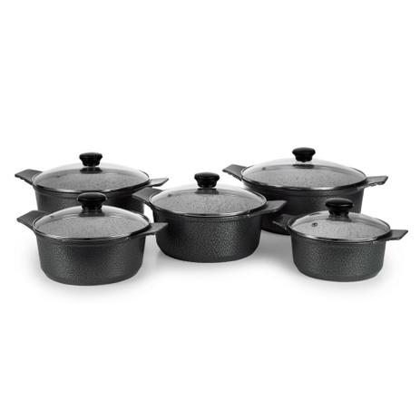 Kit 5 Panelas Aluminio Fundido Antiaderente com Fundo usinado Preto - Aluminios j.r é boa?