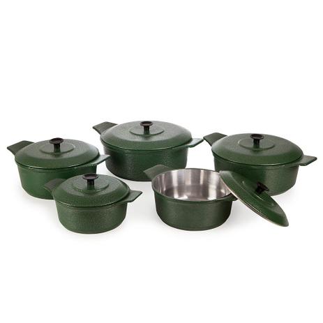 Kit 5 Panelas Aluminio Fundido com Fundo usinado Verde - Aluminios J.R é boa?