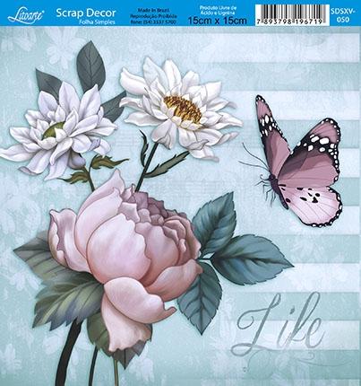 Kit 5 Papel Scrap Decor Folha Simples 15x15 Flores Live SDSXV-050 - Litoarte Menor preço em Kit 5 Papel Scrap Decor Folha Simples 15x15 Flores Live SDSXV-050 - Litoarte