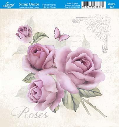 Kit 5 Papel Scrap Decor Folha Simples 15x15 Rosas SDSXV-072 - Litoarte Menor preço em Kit 5 Papel Scrap Decor Folha Simples 15x15 Rosas SDSXV-072 - Litoarte