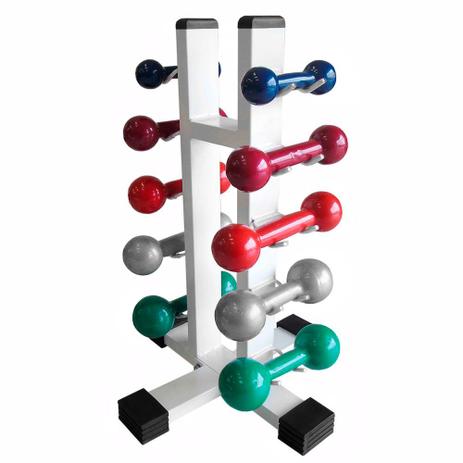 Kit 5 Pares Halter Peso Academia 1 a 5 Kg e Suporte Torre - Natural fitness Menor preço em Kit 5 Pares Halter Peso Academia 1 a 5 Kg e Suporte Torre - Natural fitness