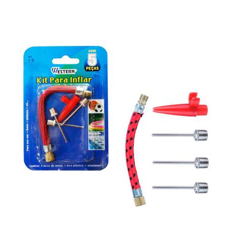 Kit 5 Peças Com Bicos E Adaptador Para Inflar Bola Boia - I5 - Western Menor preço em Kit 5 Peças Com Bicos E Adaptador Para Inflar Bola Boia - I5 - Western