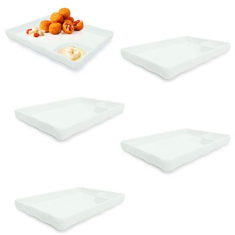 Kit 5 Pratos com Divisoria 21 Cm para Finger Food e Sushi Utilgoods Menor preço em Kit 5 Pratos com Divisoria 21 Cm para Finger Food e Sushi Utilgoods