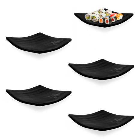 Kit 5 Pratos Quadrados 14 Cm em Melamina/Plastico Preto Sushi Utilgoods Menor preço em Kit 5 Pratos Quadrados 14 Cm em Melamina/Plastico Preto Sushi Utilgoods