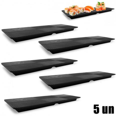 Kit 5 Pratos Travessas Retangular em Melamina / Plastico para Sushi utilgoods Menor preço em Kit 5 Pratos Travessas Retangular em Melamina / Plastico para Sushi utilgoods