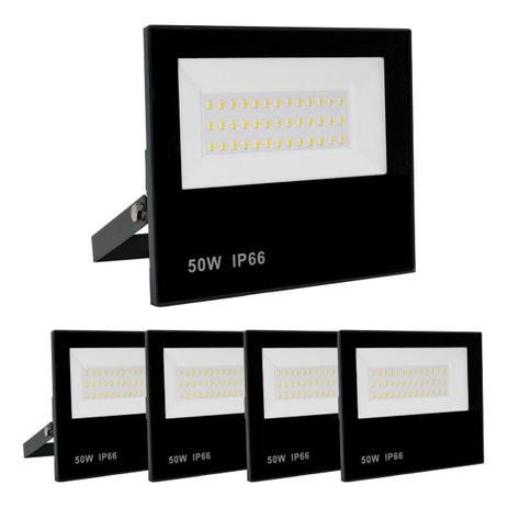 kit 5 Refletor Led 50w Smd Prova Dágua Ip66 Holofote 6500k - Ilumimax Menor preço em kit 5 Refletor Led 50w Smd Prova Dágua Ip66 Holofote 6500k - Ilumimax