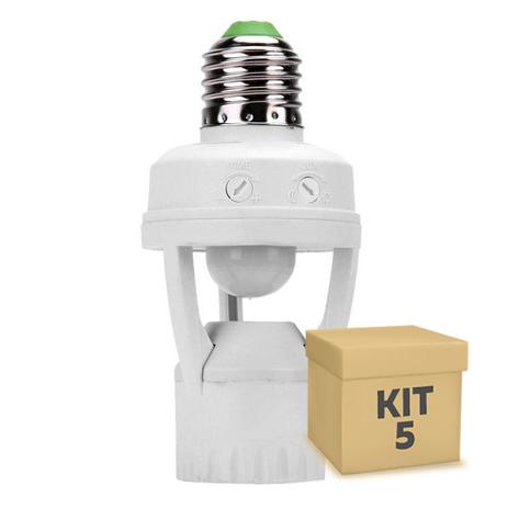 Kit 5 Sensor Presença Soquete E27 Automático - Iluminim led Menor preço em Kit 5 Sensor Presença Soquete E27 Automático - Iluminim led