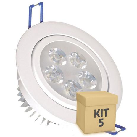 Kit 5 Spot Dicróica 5w LED Direcionável Corpo Branco - Iluminim Led Menor preço em Kit 5 Spot Dicróica 5w LED Direcionável Corpo Branco - Iluminim Led