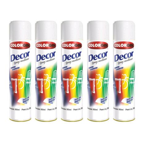 Kit 5 Tinta Spray Colorgin Decor Uso Geral Cor Branco Fosco Menor preço em Kit 5 Tinta Spray Colorgin Decor Uso Geral Cor Branco Fosco