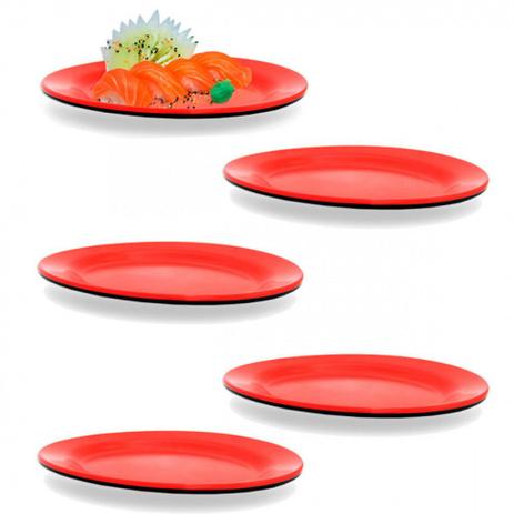 Kit 5 Travessa Prato Oval 30 Cm em Melamina Petiscos e Sushi Vermelho Fuxing Menor preço em Kit 5 Travessa Prato Oval 30 Cm em Melamina Petiscos e Sushi Vermelho Fuxing