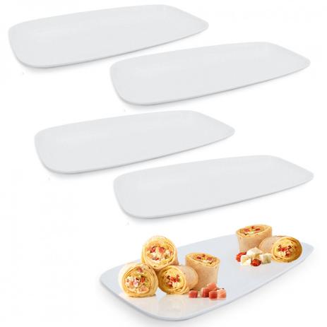 Kit 5 Travessas 30x15cm Branca para Sushi e Finger Food Melamina Premium / Plastico Utilgoods Menor preço em Kit 5 Travessas 30x15cm Branca para Sushi e Finger Food Melamina Premium / Plastico Utilgoods