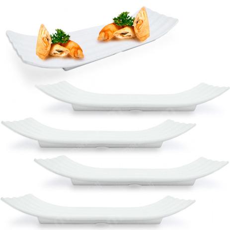 Kit 5 Travessas 36x12cm Ondulada para Sushi e Finger Food Branca Utilgoods Menor preço em Kit 5 Travessas 36x12cm Ondulada para Sushi e Finger Food Branca Utilgoods