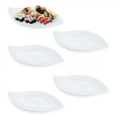 Kit 5 Travessas 49cm Branca em Melamina Premium A5 Formato de Folha Utilgoods Menor preço em Kit 5 Travessas 49cm Branca em Melamina Premium A5 Formato de Folha Utilgoods