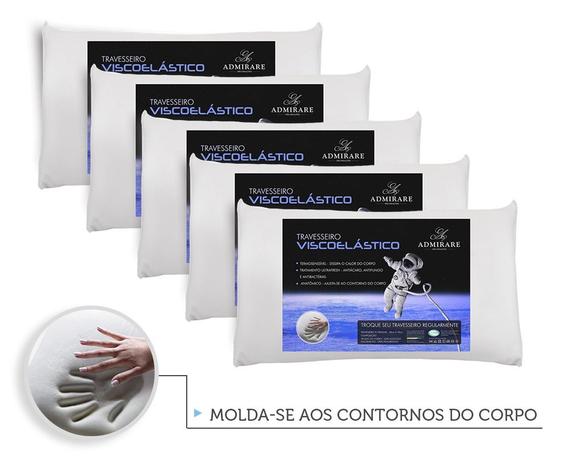 Kit 5 Travesseiros Antialergico Viscoelastico Nasa Admirare Menor preço em Kit 5 Travesseiros Antialergico Viscoelastico Nasa Admirare