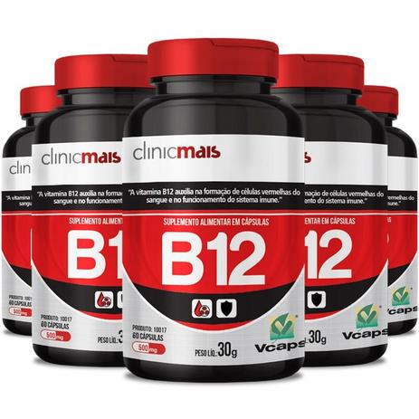 Kit 5 Vitamina B12 500mg Chá mais 60 cápsulas Menor preço em Kit 5 Vitamina B12 500mg Chá mais 60 cápsulas