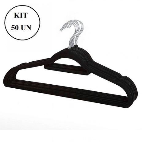 Kit 50 Cabides de Veludo Preto Adulto - Slim Ultrafino - Vmh Menor preço em Kit 50 Cabides de Veludo Preto Adulto - Slim Ultrafino - Vmh