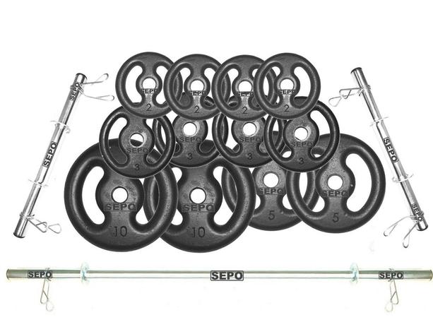 Kit 50 Kg Anilhas Ferro + 2 Barras De 40cm + Barra De 150cm - Rlm store Menor preço em Kit 50 Kg Anilhas Ferro + 2 Barras De 40cm + Barra De 150cm - Rlm store