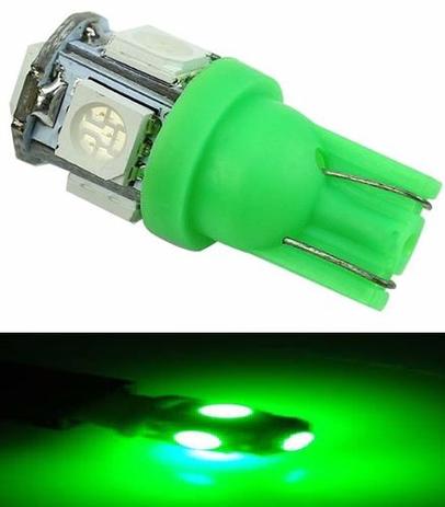 Kit 50 Lampada T10 5 Led Verde 12v - Mfl Menor preço em Kit 50 Lampada T10 5 Led Verde 12v - Mfl