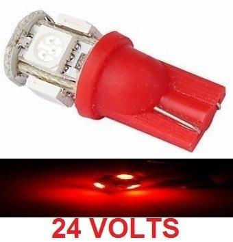 Kit 50 Lampada T10 5 Led Vermelha 24v - Mfl Menor preço em Kit 50 Lampada T10 5 Led Vermelha 24v - Mfl