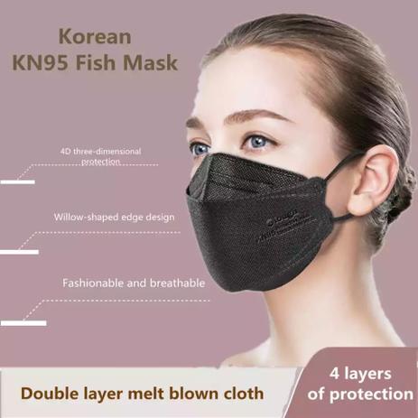 Kit 50 Máscaras boca de peixe 4d 3D de proteção KN95 N95 PFF2 5 Camada Respiratoria 4d preta - Elough - Mask 3D Menor preço em Kit 50 Máscaras boca de peixe 4d 3D de proteção KN95 N95 PFF2 5 Camada Respiratoria 4d preta - Elough - Mask 3D