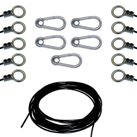 Kit 50 Metros Cabo de Aço 10 Terminais 5 Mosquetões 70 mm - Natural fitness Menor preço em Kit 50 Metros Cabo de Aço 10 Terminais 5 Mosquetões 70 mm - Natural fitness