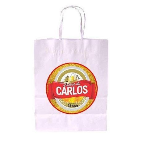 Kit 50 Sacola De Papel Branca Personalizada Boteco Cerveja - Aluá festas Menor preço em Kit 50 Sacola De Papel Branca Personalizada Boteco Cerveja - Aluá festas