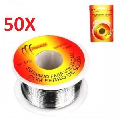 Kit 50 solda estanho para utilizacao com ferro de solda 60g diametro 1.0mm - Represent Menor preço em Kit 50 solda estanho para utilizacao com ferro de solda 60g diametro 1.0mm - Represent
