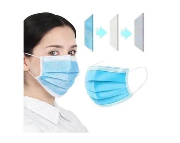 Kit 50 unidades de Máscara Descartável Tripla Proteção Com Clip Nasal Azul - CELA Menor preço em Kit 50 unidades de Máscara Descartável Tripla Proteção Com Clip Nasal Azul - CELA