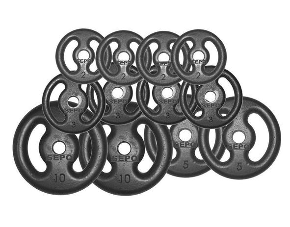 Kit 50Kg com 12 Anilhas de Ferro Fundido - Sepo - Pesos Menor preço em Kit 50Kg com 12 Anilhas de Ferro Fundido - Sepo - Pesos