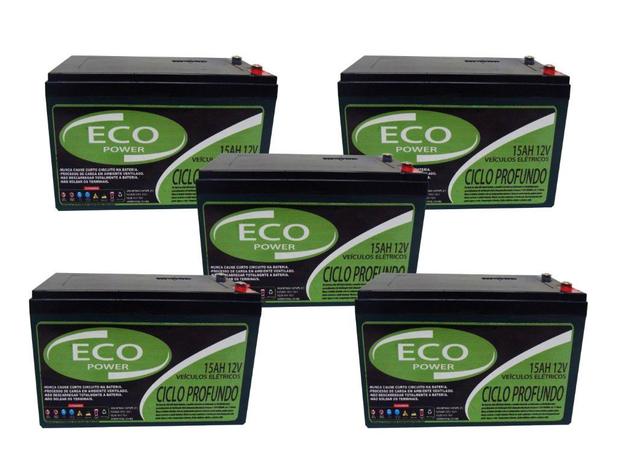Kit 5un Bateria Gel 15ah 12v Ciclo Profundo - Eco power Menor preço em Kit 5un Bateria Gel 15ah 12v Ciclo Profundo - Eco power