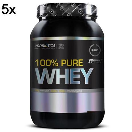 Kit 5X 100 Pure Whey - 900g Chocolate - Probiótica Menor preço em Kit 5X 100 Pure Whey - 900g Chocolate - Probiótica