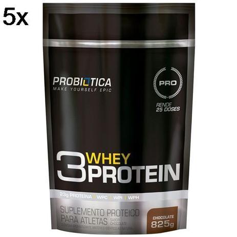 Kit 5X 3 Whey Protein - 825g Chocolate - Probiótica Menor preço em Kit 5X 3 Whey Protein - 825g Chocolate - Probiótica