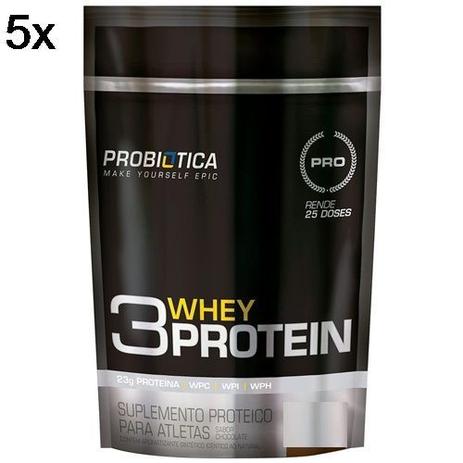 Kit 5X 3 Whey Protein - 825g Morango - Probiótica Menor preço em Kit 5X 3 Whey Protein - 825g Morango - Probiótica