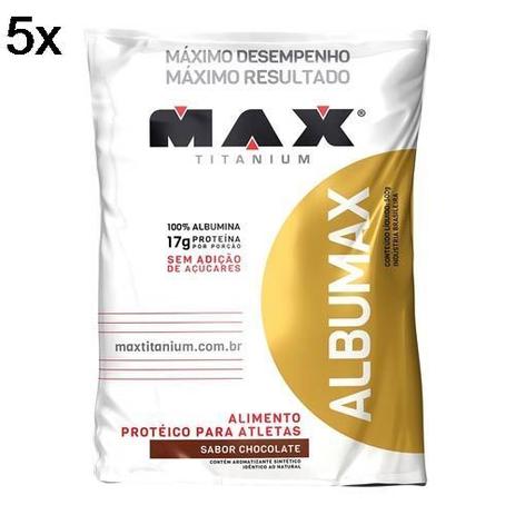 Kit 5X Albumax 100 - 500g Chocolate - Max Titanium Menor preço em Kit 5X Albumax 100 - 500g Chocolate - Max Titanium