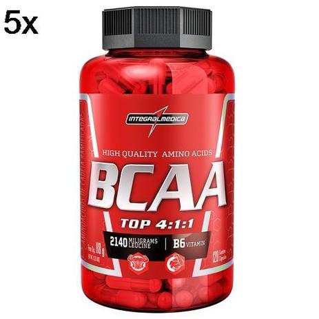 Kit 5X Amino BCAA TOP 4:1:1 - 120 Cápsulas - IntegralMédica - Integralmedica Menor preço em Kit 5X Amino BCAA TOP 4:1:1 - 120 Cápsulas - IntegralMédica - Integralmedica