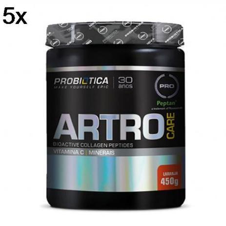 Kit 5X Artro Care Pro - 450g Laranja - Probiótica Menor preço em Kit 5X Artro Care Pro - 450g Laranja - Probiótica