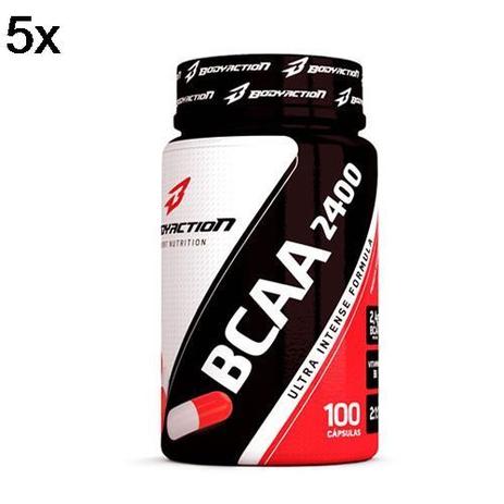 Kit 5X BCAA 2400 - 100 Cápsulas - BodyAction Menor preço em Kit 5X BCAA 2400 - 100 Cápsulas - BodyAction
