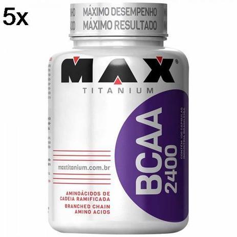 Kit 5X BCAA 2400 - 100 Cápsulas - Max Titanium Menor preço em Kit 5X BCAA 2400 - 100 Cápsulas - Max Titanium